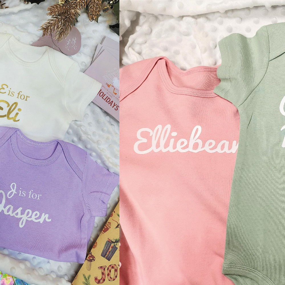 Alphabet + Name Customisation (A is for..?) on Baby Romper, view 2