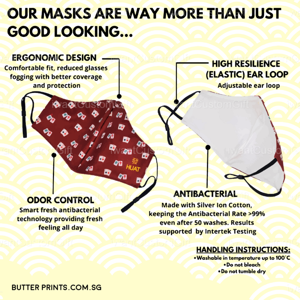 CNY Heng Ong Huat - Anti Bacterial Reusable Cloth Face Mask (BFE ≥99%), view 4