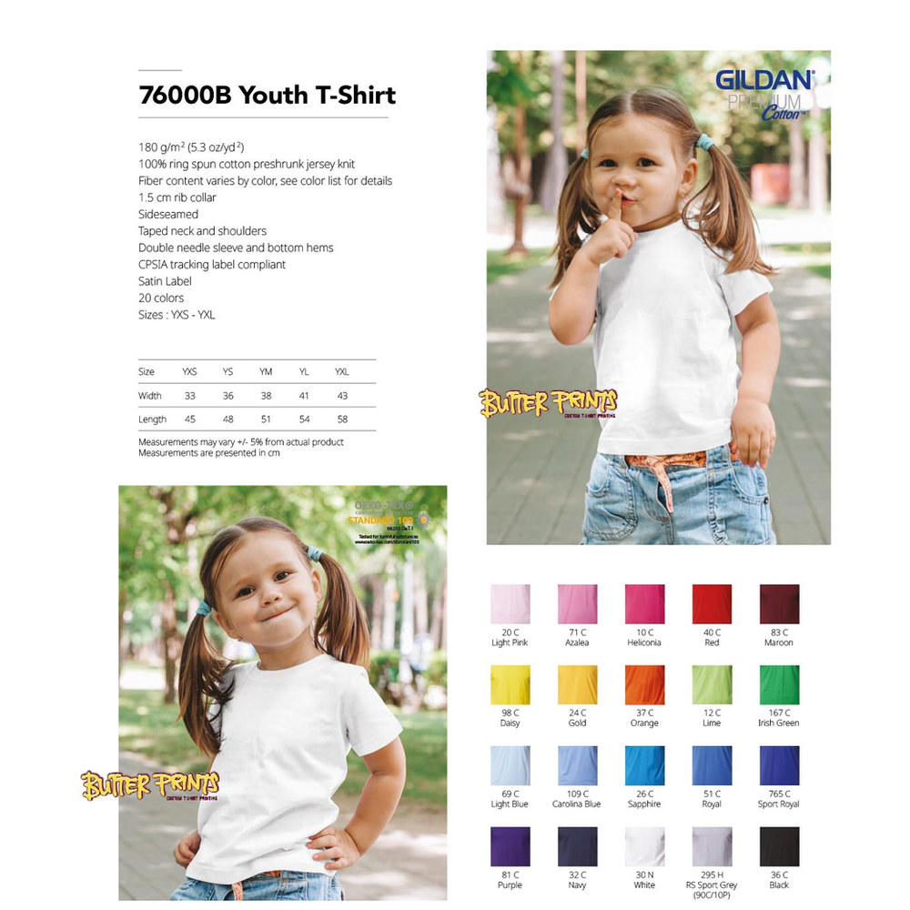 Kids 100% Premium Cotton Tees (Gildan 76000B) - 180 gsm, view 5