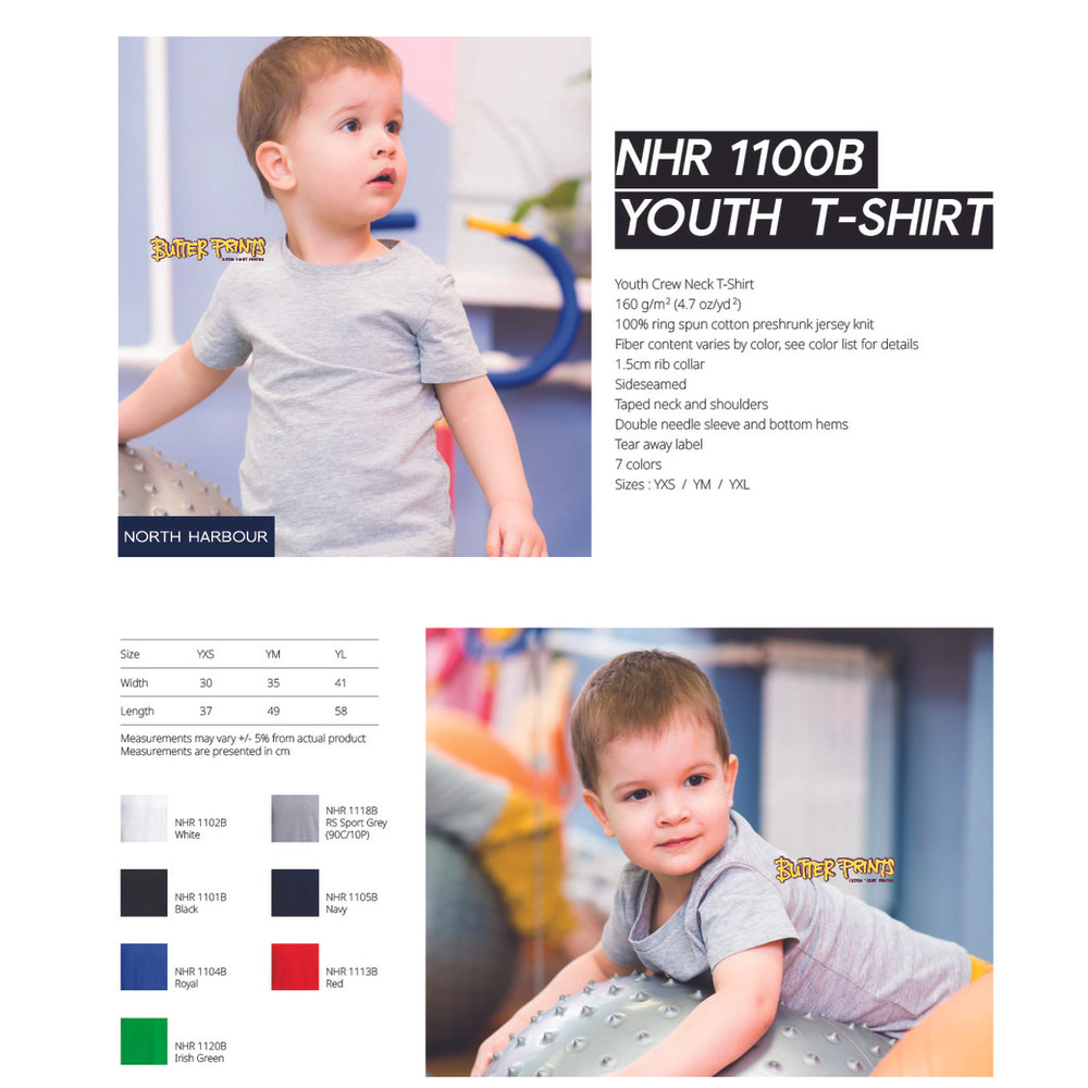 Kids 100% Soft Cotton Tees (North Harbour NHR1100B) - 160 gsm, view 3